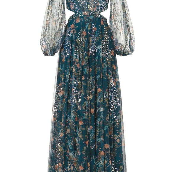 Mac Duggal Elegant Floral Sequin Dress - Picture 4 of 5